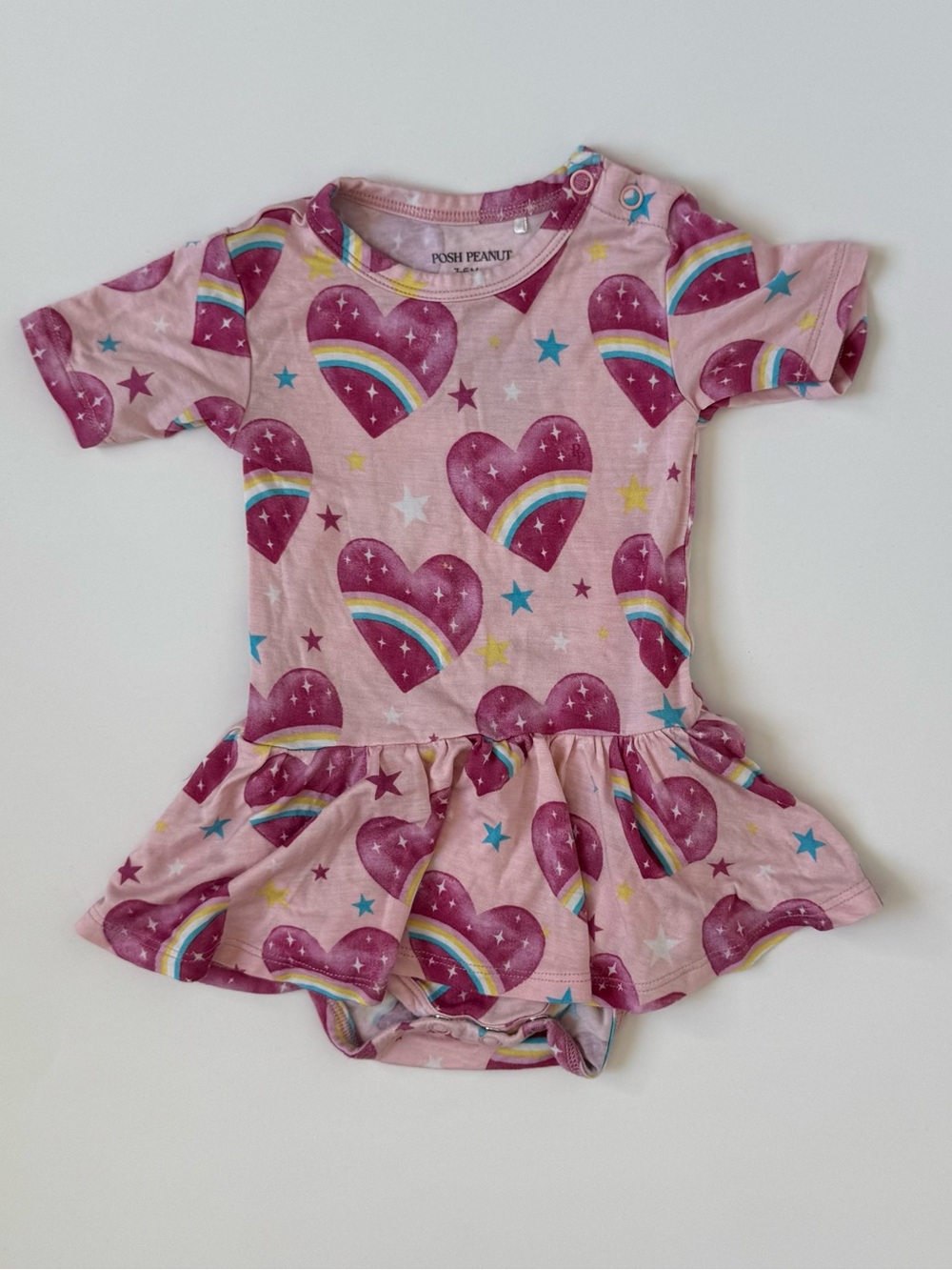 Posh Peanut Pink Heart & Rainbow Dresses Onesie